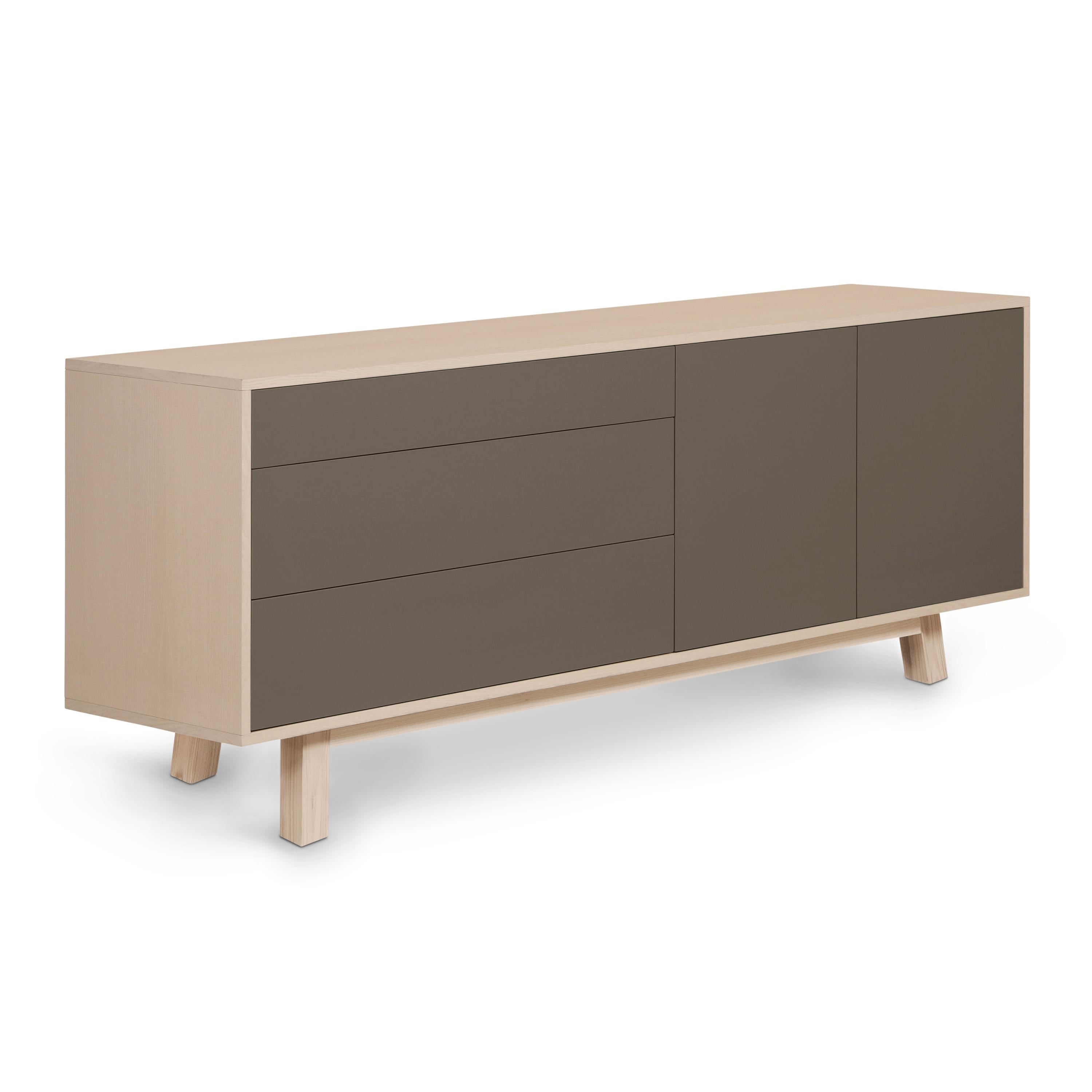 Lacquered Chocolate Gray sideboard in Ash, Design Eric Gizard in Paris + 10 other colours For Sale