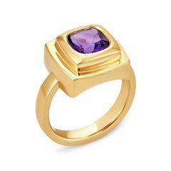 Anillo de oro amarillo 18 ct y amatista inspirado en el chocolate