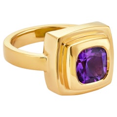 Bague d'inspiration chocolat en or jaune 18 carats et améthyste