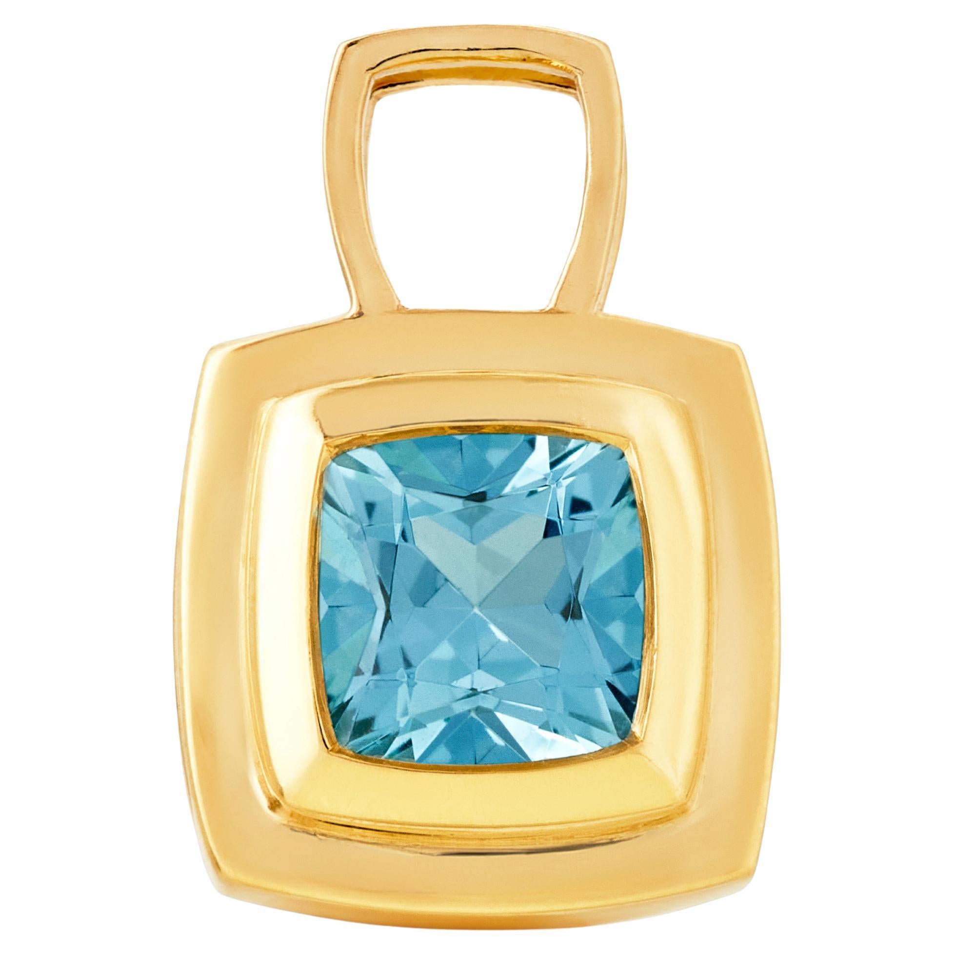 Chocolate Inspired 18ct Yellow Gold and Aquamarine Pendant