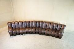 Chocolate leather DS600 " non-stop" Snake sofa by Ueli Berger for Desede, 1970s