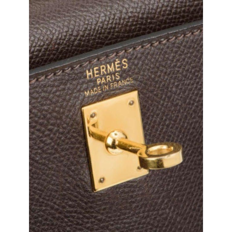 Hermes Kelly 25 Bag in ck47 Chocolate Epsom GHW 