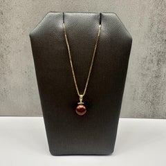 Chocolate Pearl Pendant Necklace 14kt Yellow Gold 8mm 18in Estate