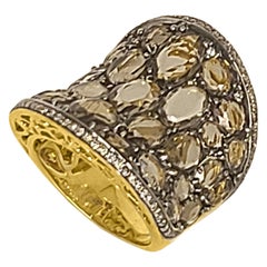 18K Gold Smoky Quartz Diamond Ring