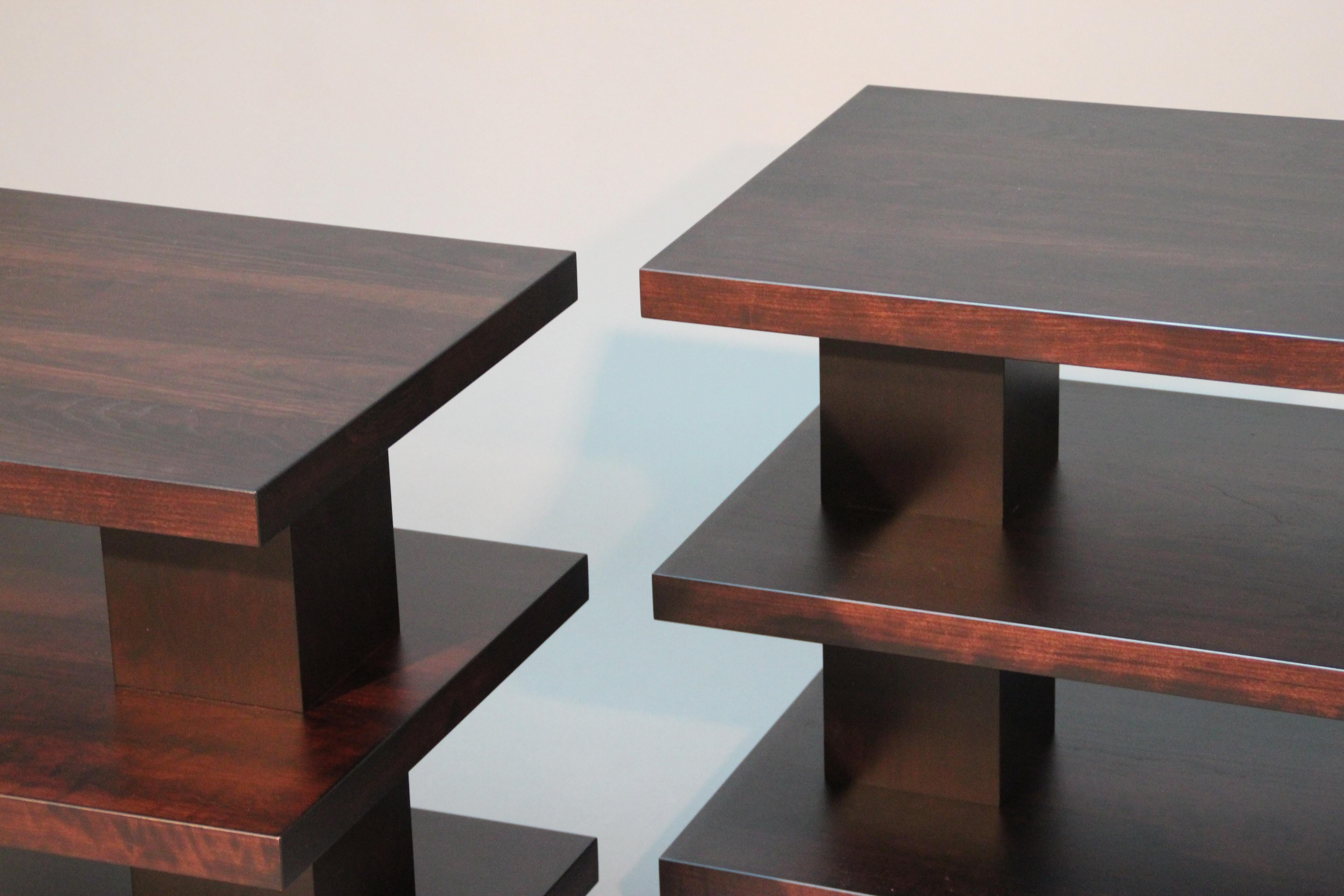 Tiered Open-Shelf Mahogany Side Tables by Dave Lasker In New Condition For Sale In Atlanta, GA