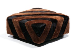 Chocolate Shearling 
Black Cowhide Zig Zag Ottoman by Interior Motives