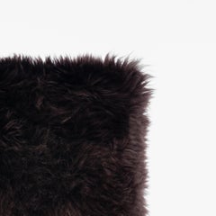 Shearling Sheepskin Dark Brown Cushion by Muchi Decor, Made in Italy
