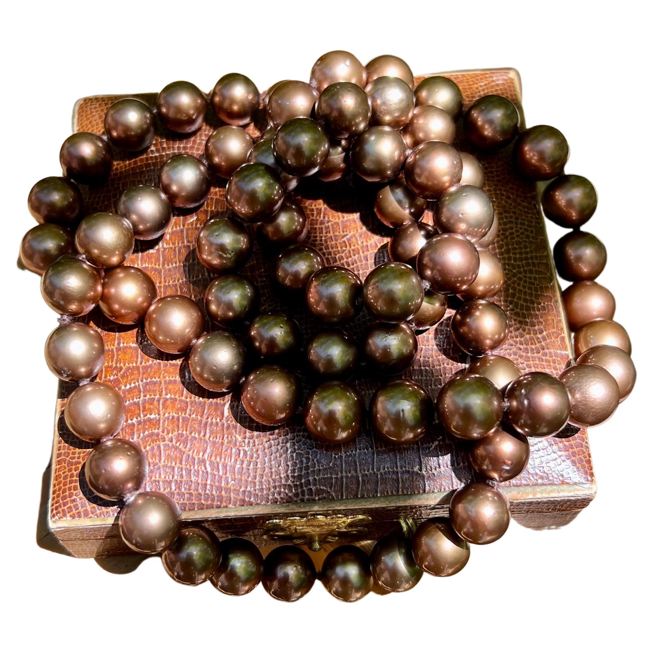 Chocolate Tahitian Pearl Strand For Sale