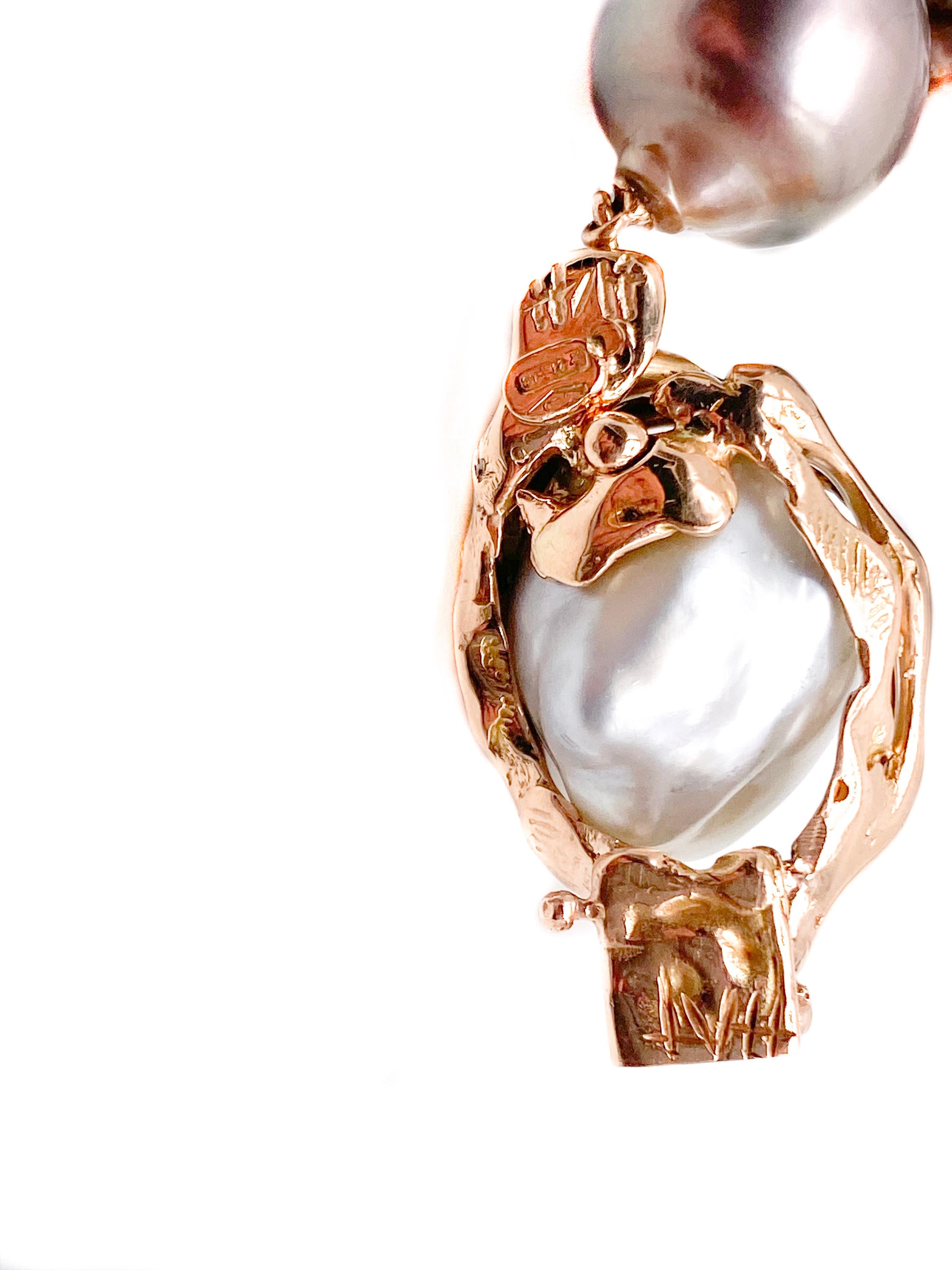Chocolate Tahitian Pearls Necklace 18K Gold Clasp with Australian Baroque Pearl In New Condition For Sale In Milan, IT