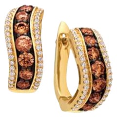 Boucles d'oreilles Chocolatier serties de diamants en or 14K Honey, chocolat et vanille