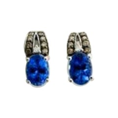 Chocolatier Earrings featuring Tanzanite & Diamonds set in 14K Vanilla Gold