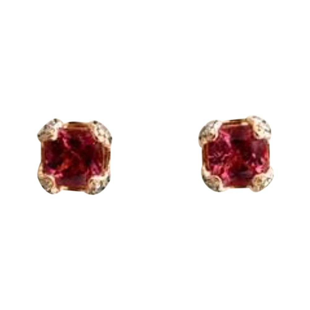 Pendientes Chocolatier con Turmalina y Diamantes engastados en Oro Fresa de 14 quilates en venta