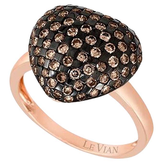 Bague Chocolatier avec 1 cts. Des diamants couleur chocolat sertis en or fraise 14 carats