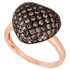 Anello Chocolatier con diamanti al cioccolato da 1 centesimo incastonati in oro fragola 14k