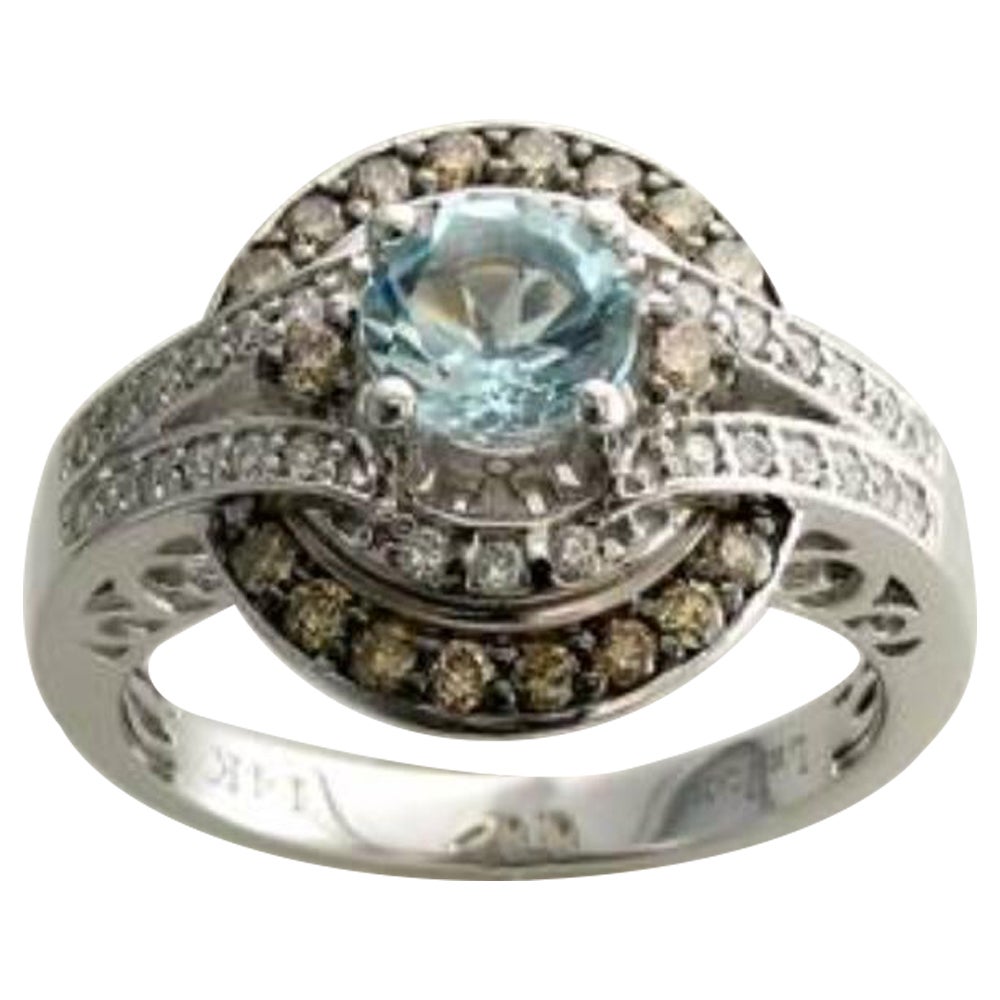Anello Chocolatier con diamanti al cioccolato e alla vaniglia incastonati in oro vanigliato 14K in vendita