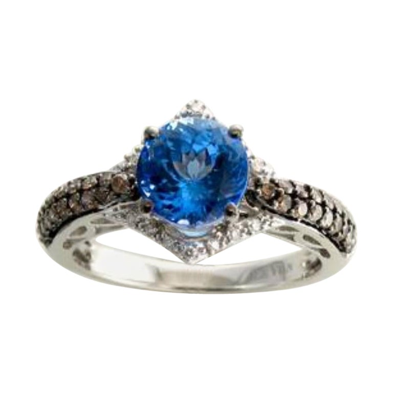 Anillo Chocolatier con chocolate tanzanita y diamante vainilla engastado en oro de 14 quilates