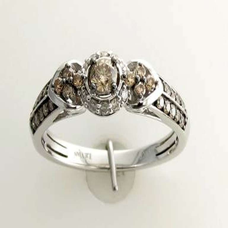 Bague Chocolatier avec 1/2 cts. Diamants chocolat, 1/10 carat. Ensemble Vanilla Diamonds