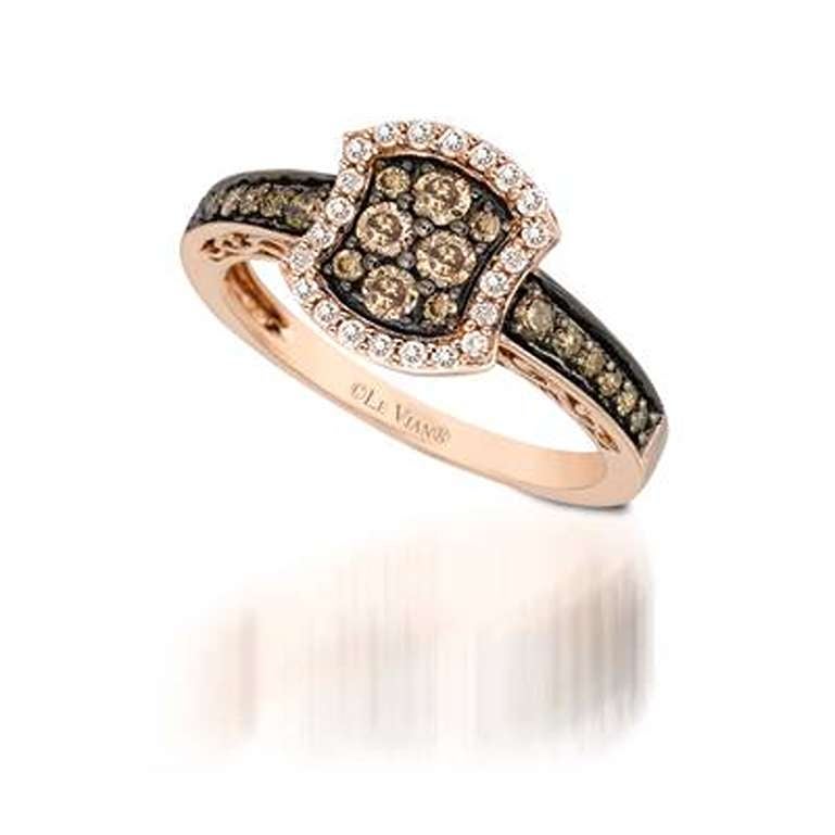 Chocolatier Ring w/ 1/2cts, Chocolate Diamonds, 1/6cts, Vanilla Diamonds Set For Sale