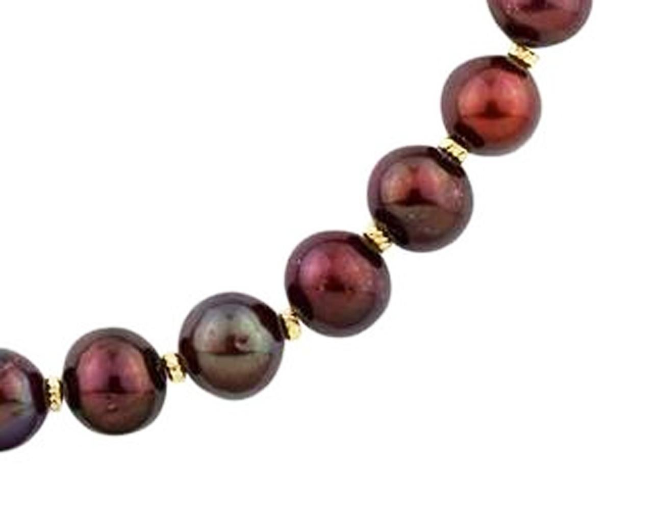 Round Cut Gemjunky Unique Chocolaty Wine-Colored Cultured Pearl Necklace