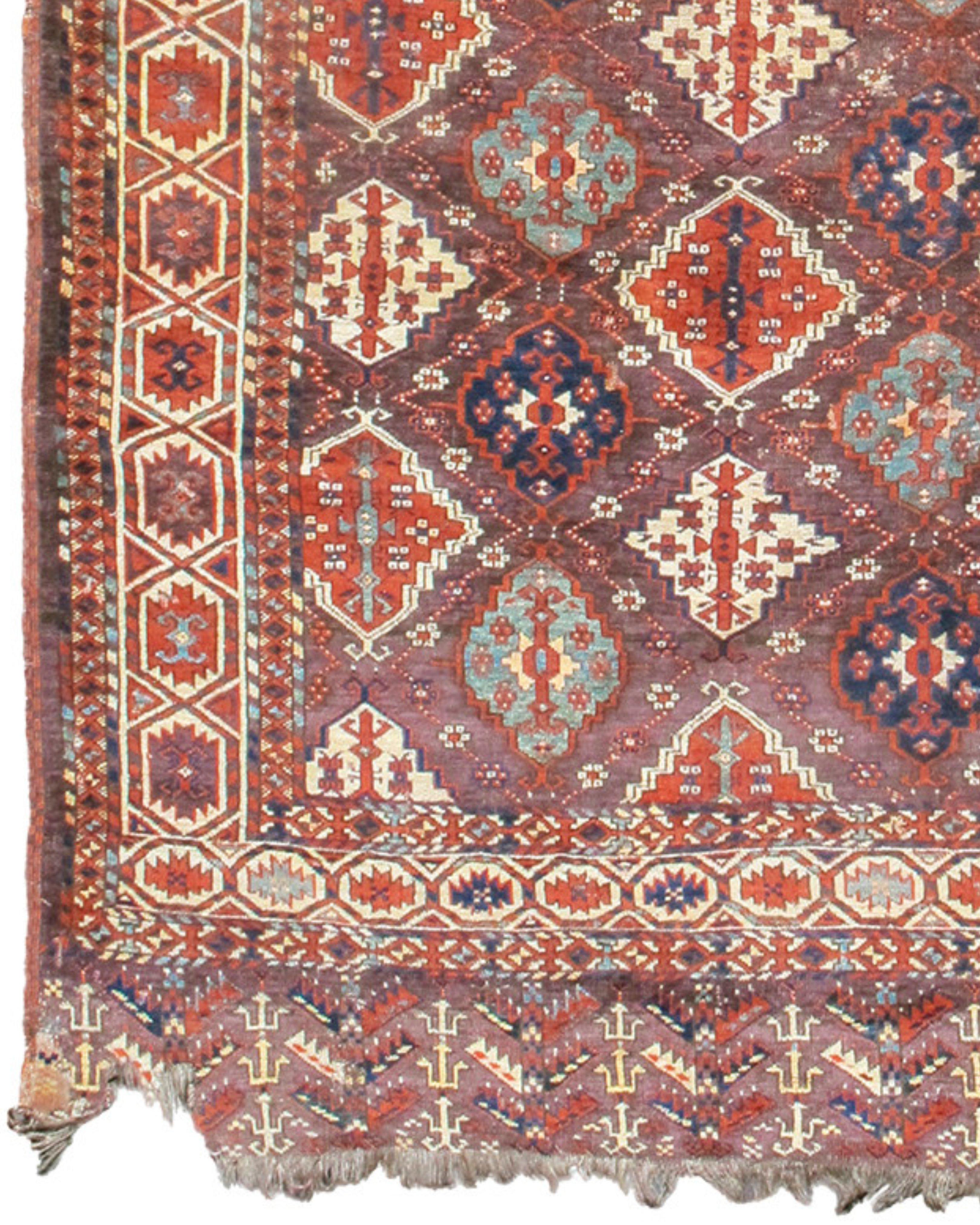 Turkmen Chodor Main Carpet Rug, 19th Century For Sale