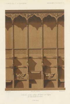 Choir Stalls of Saint Benoît sur Loire, Antique Print, 1851