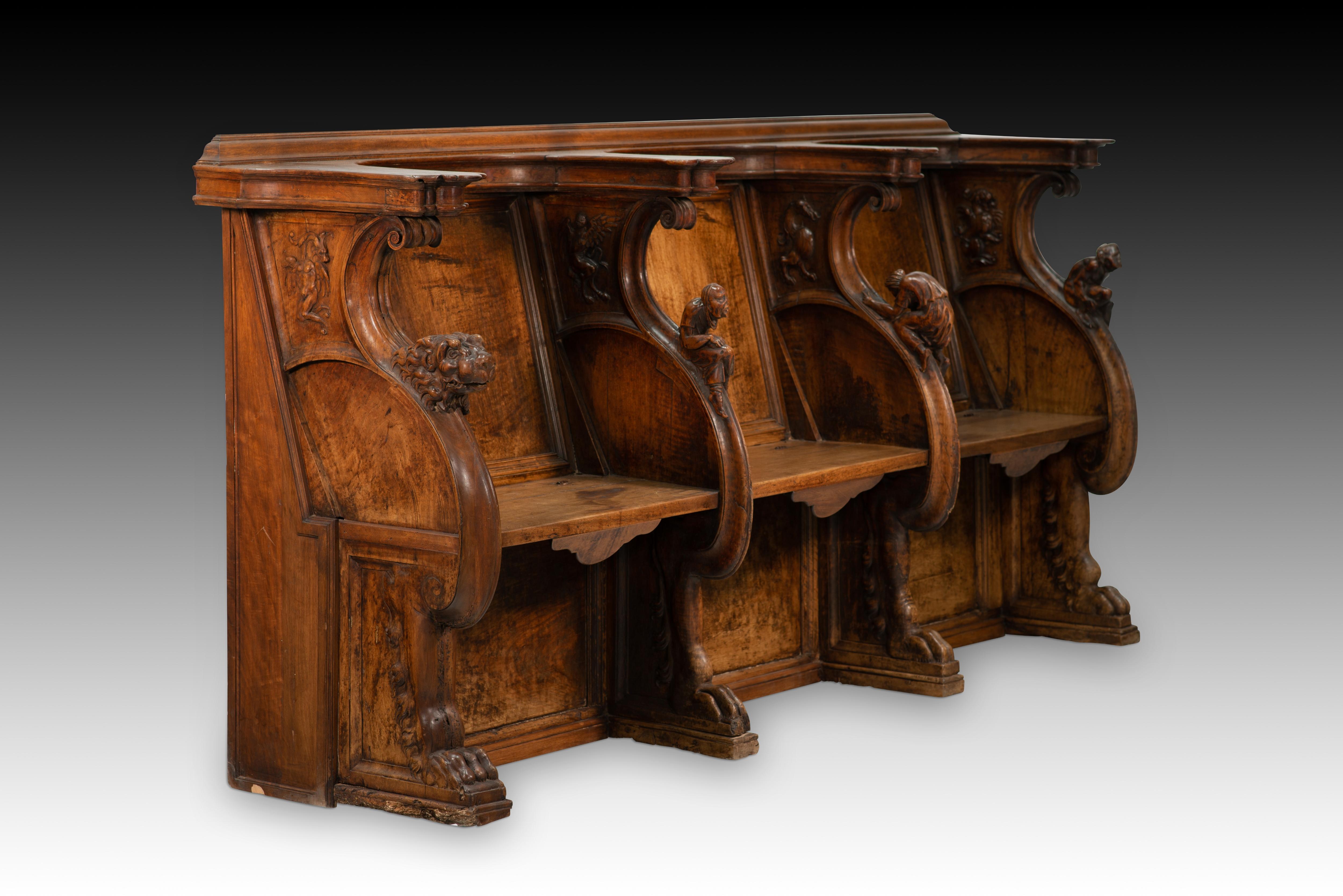 Renaissance Stalles de chœur. Bois de noyer. École espagnole, XVIe siècle. en vente