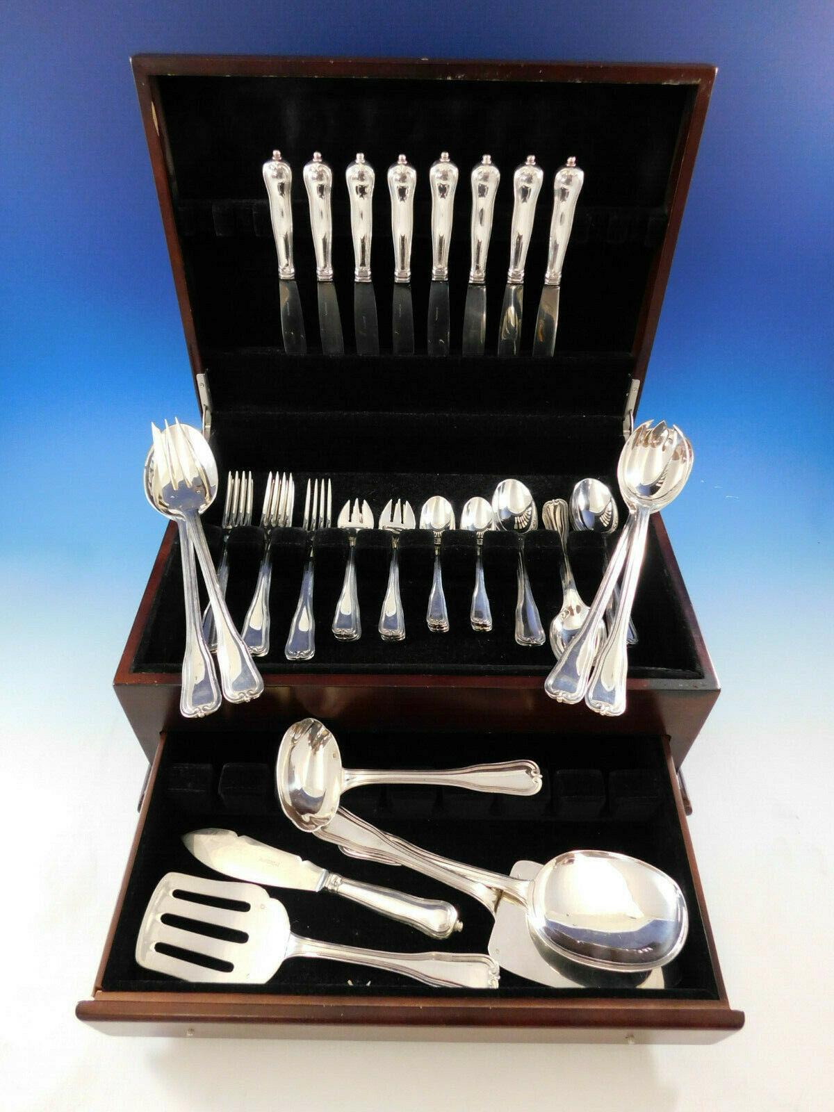 Outstanding Choiseul by Puiforcat France sterling silver flatware set, 47 pieces. This set includes:

8 luncheon/dessert knives, 8 1/4