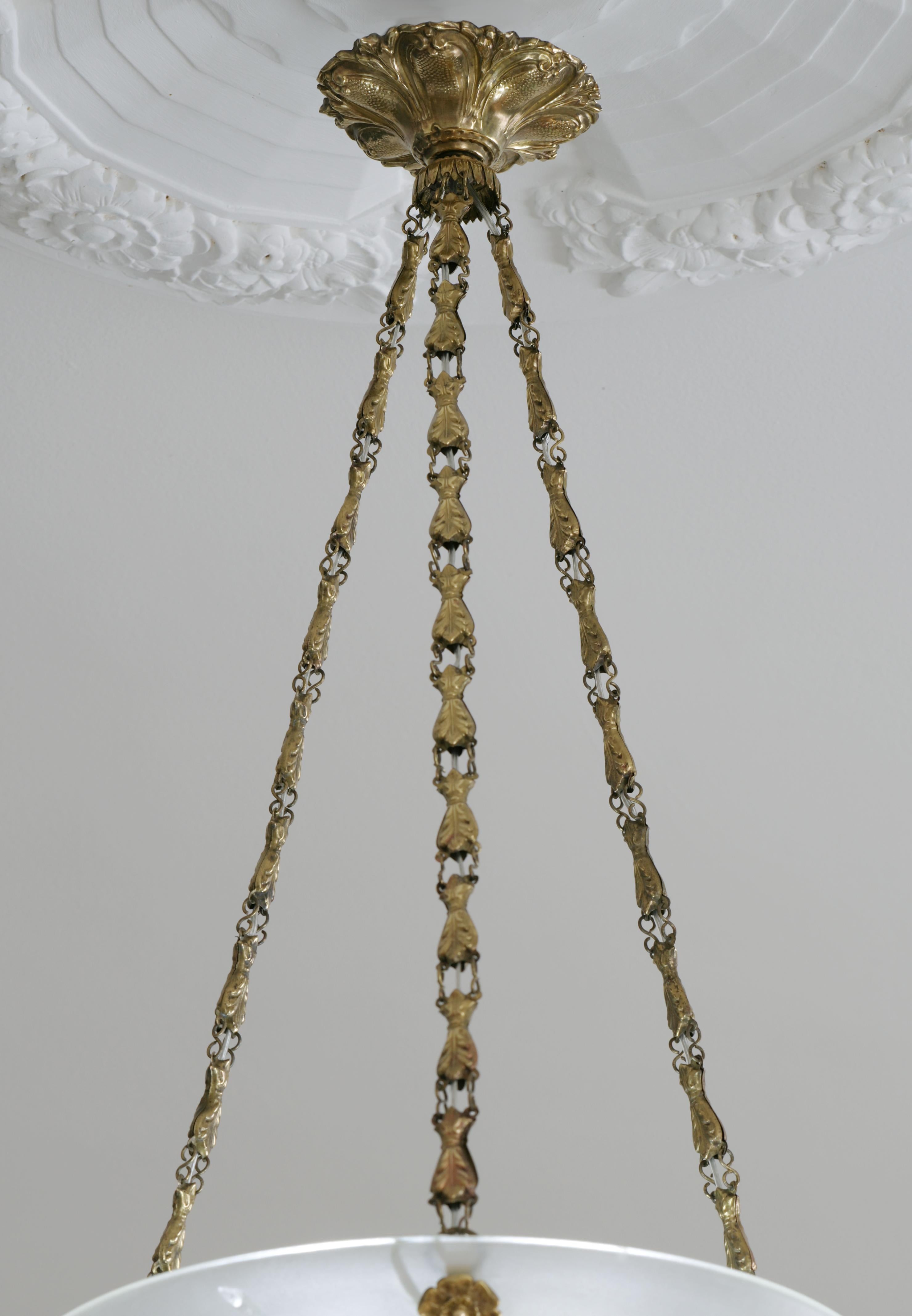 Choisy-le-Roi Art Deco Butterfly Opalescent Pendant Chandelier, 1920 For Sale 6