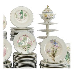 Choisy-le-Roi Faience Botanical Dinner Service, Antique, circa 1900, 39 Pieces
