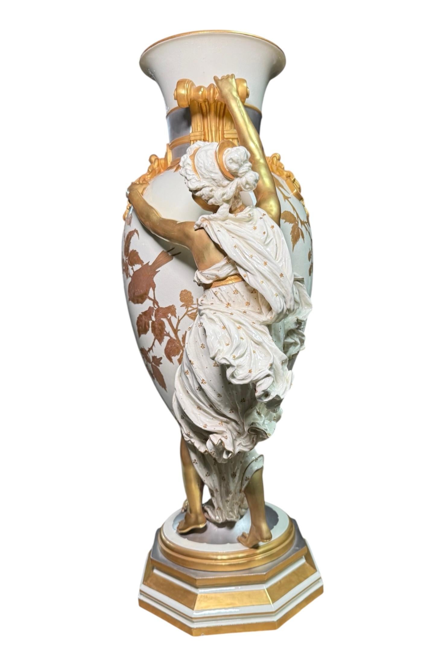 Choisy Le Roi Majolica Figural Urn Vase For Sale 2