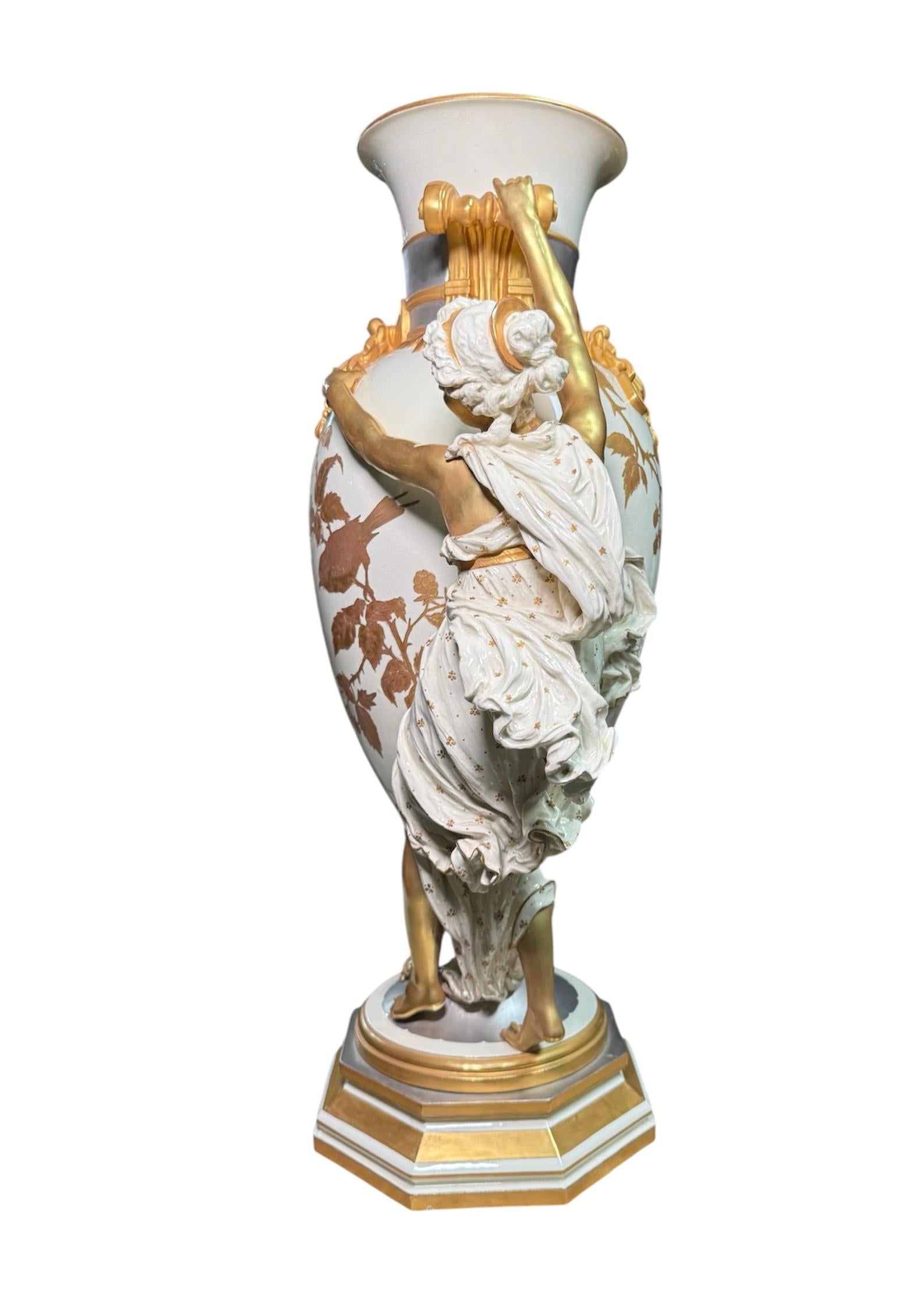 Choisy Le Roi Majolica Figural Urn Vase For Sale 3