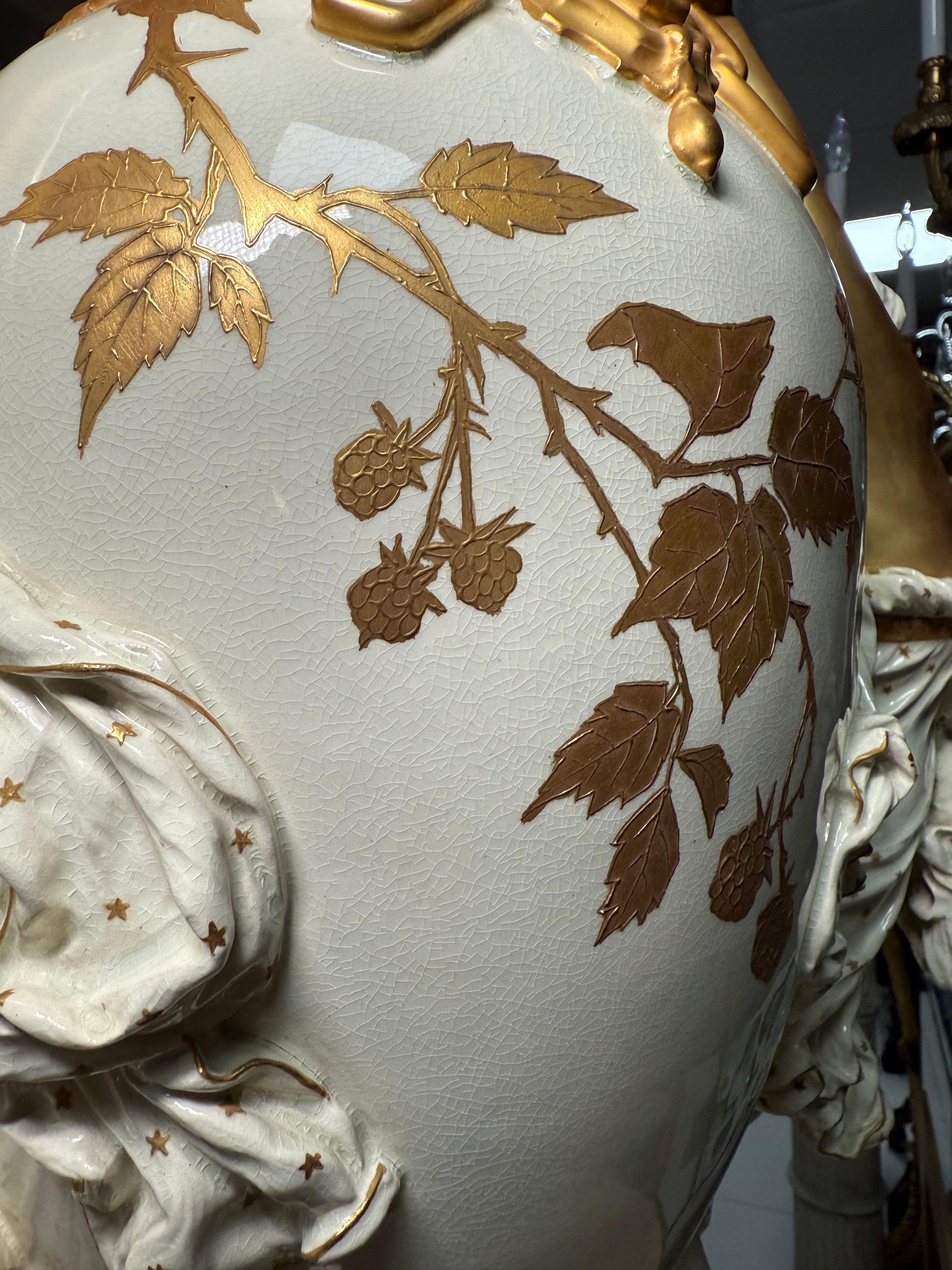 Choisy Le Roi Majolica Figural Urn Vase For Sale 7