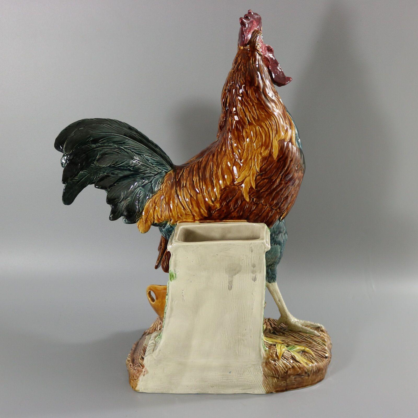 Victorian Choisy Majolica Cockerel by Louis Carrier Belleuse For Sale