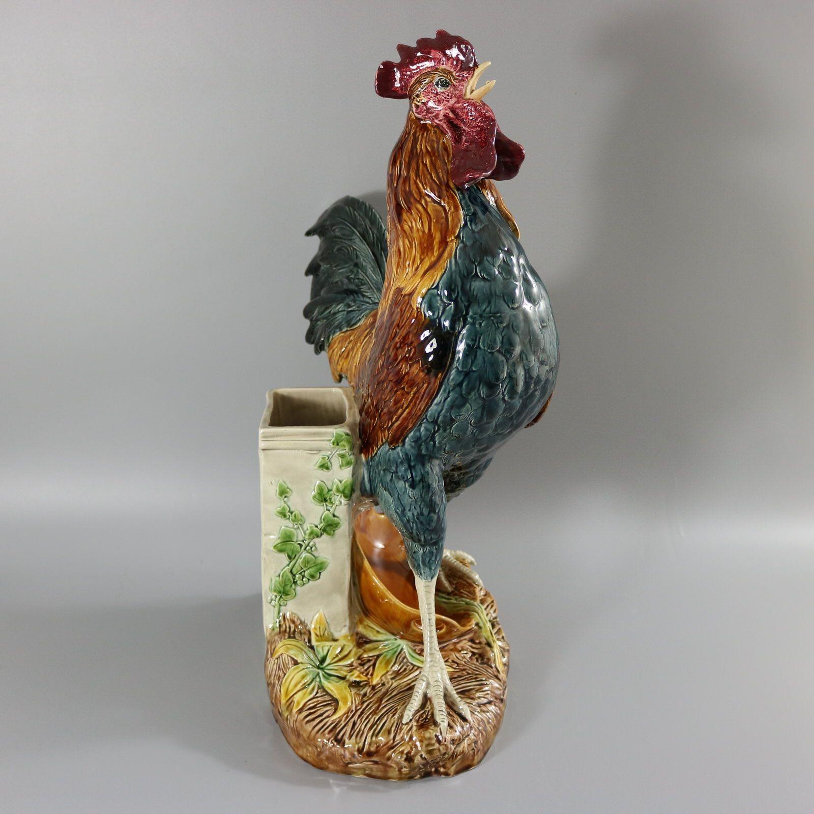 Choisy Majolica Cockerel by Louis Carrier Belleuse In Good Condition For Sale In Chelmsford, Essex