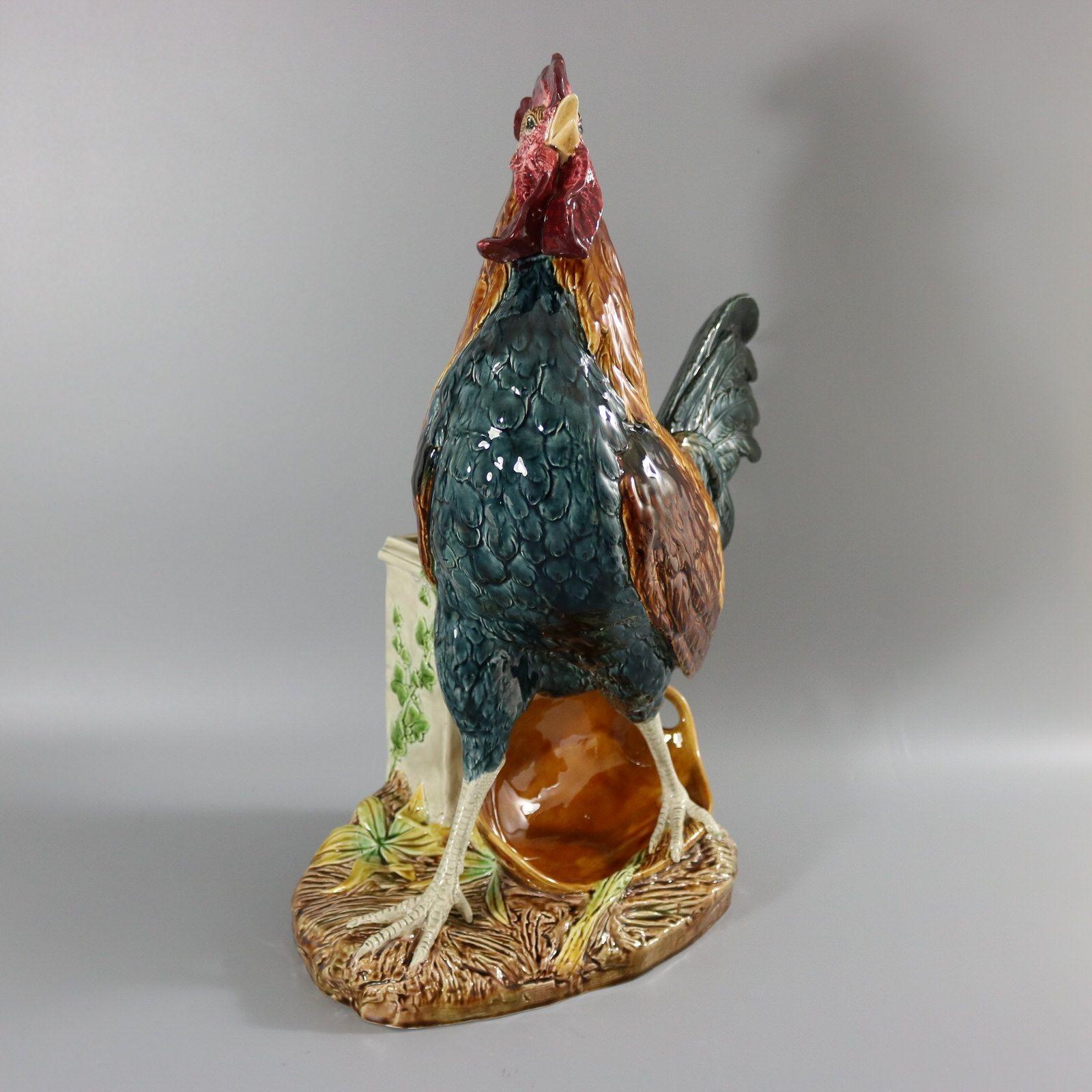 Late 19th Century Choisy Majolica Cockerel by Louis Carrier Belleuse For Sale