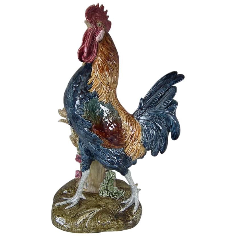 Choisy Majolica Rooster/Cockerel Vase by Paul Comolera