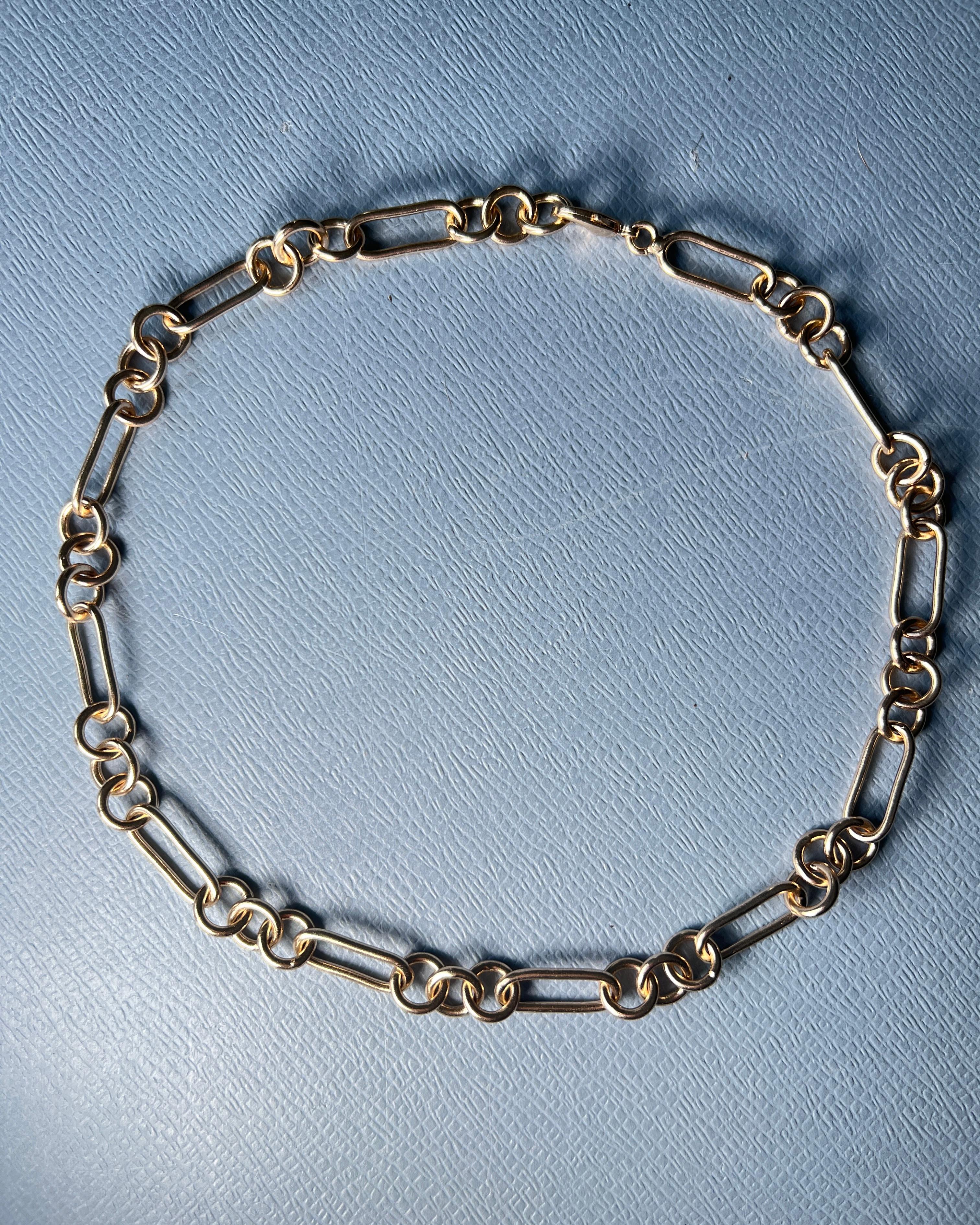 Contemporary Chain Choker Necklace 14k Yellow Gold Plate For Sale