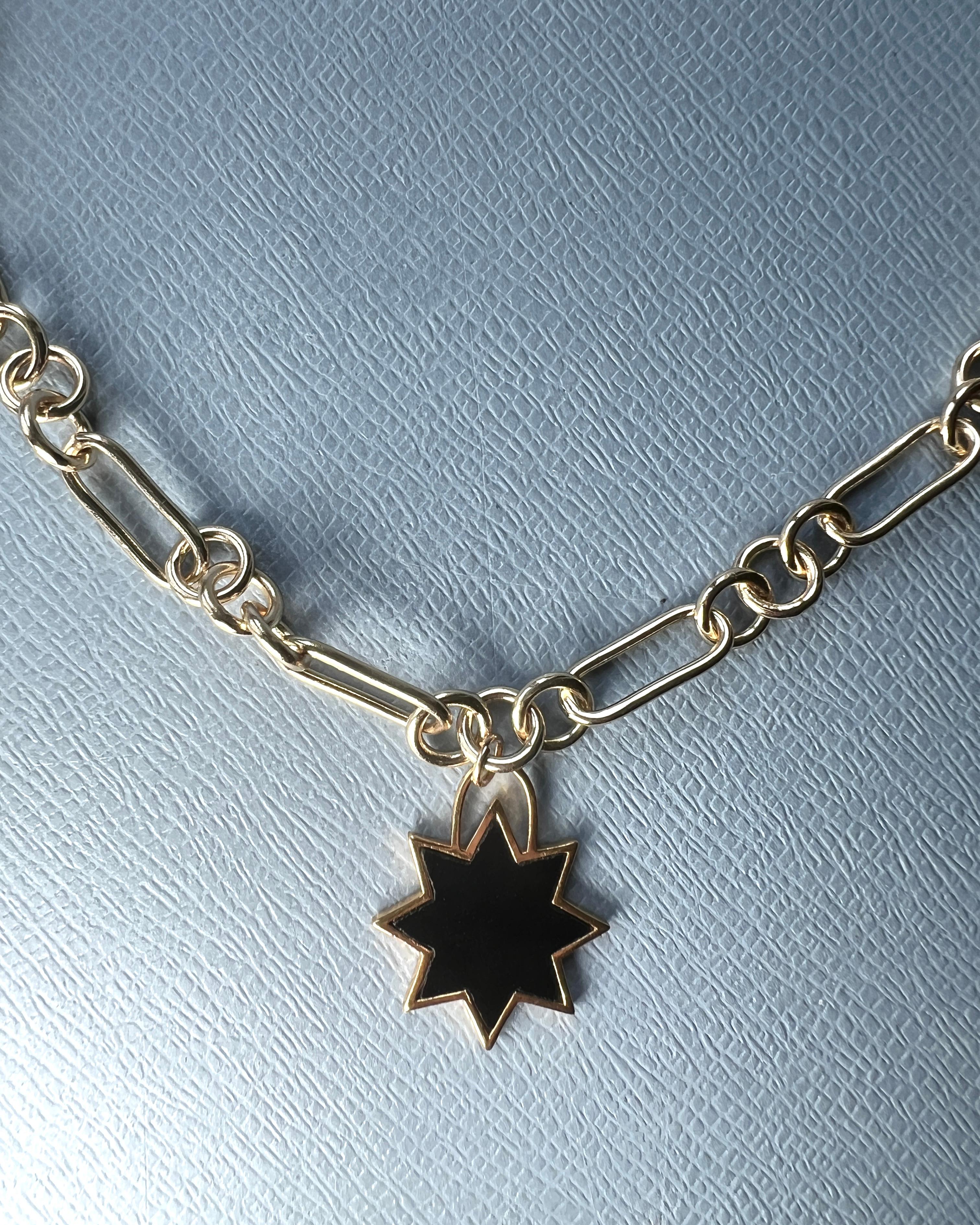 Choker Chain Necklace Onyx Star Pendant For Sale 4