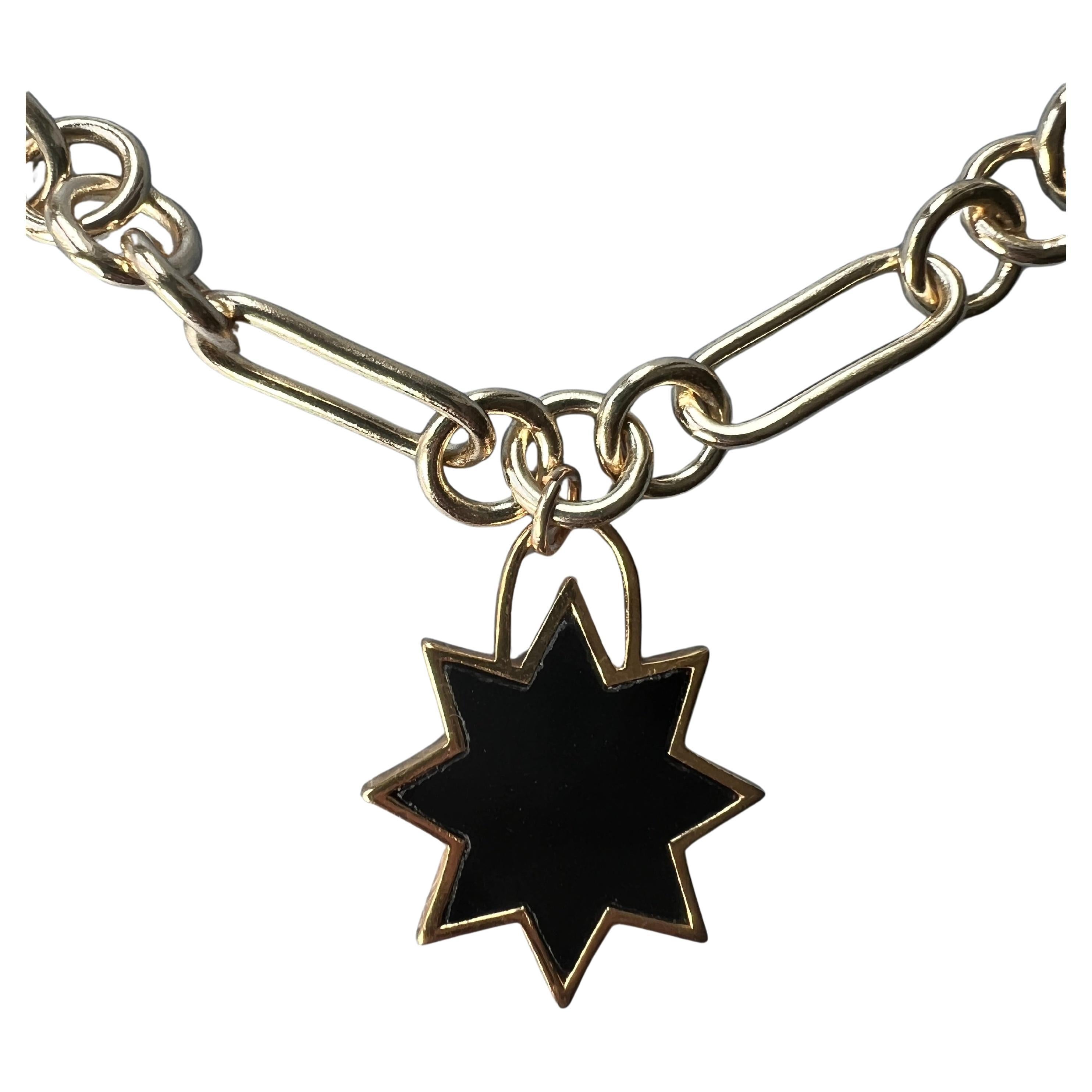 Choker Chain Necklace Onyx Star Pendant