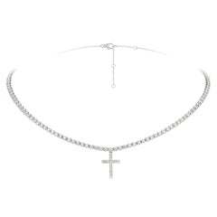 Choker Cross Yellow Gold 18K Necklace Diamond for Her