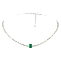 Choker Emerald White Gold 18K Necklace Diamond for Her