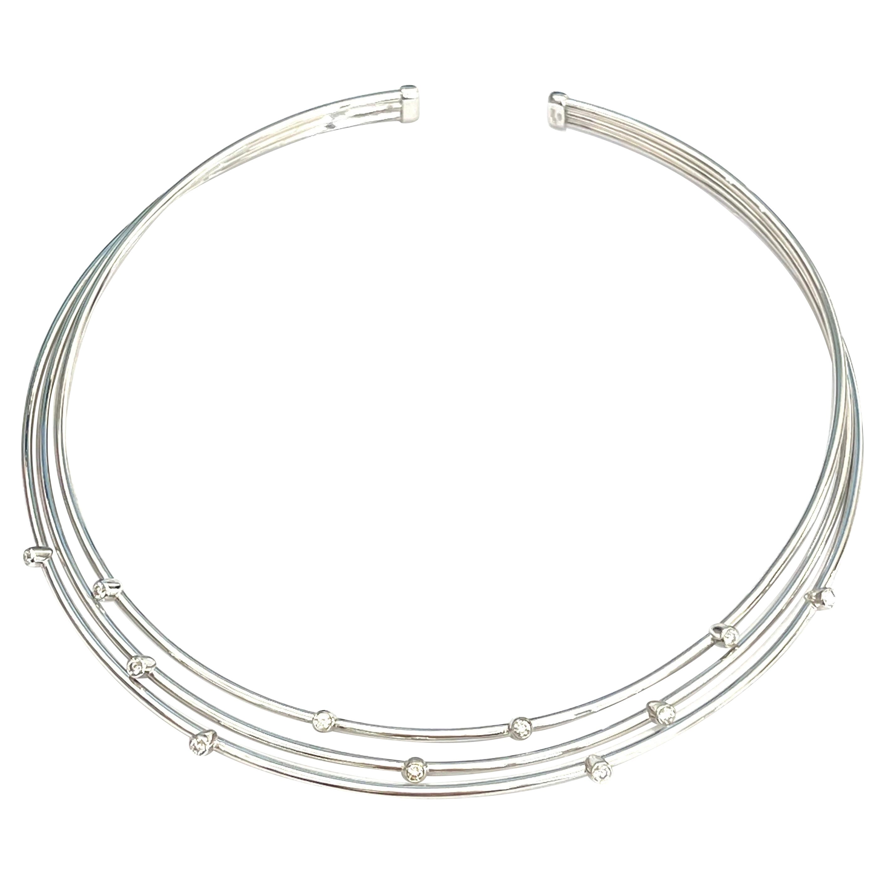 Gargantilla de Oro Blanco de 18 Kilates con Diamantes Blancos