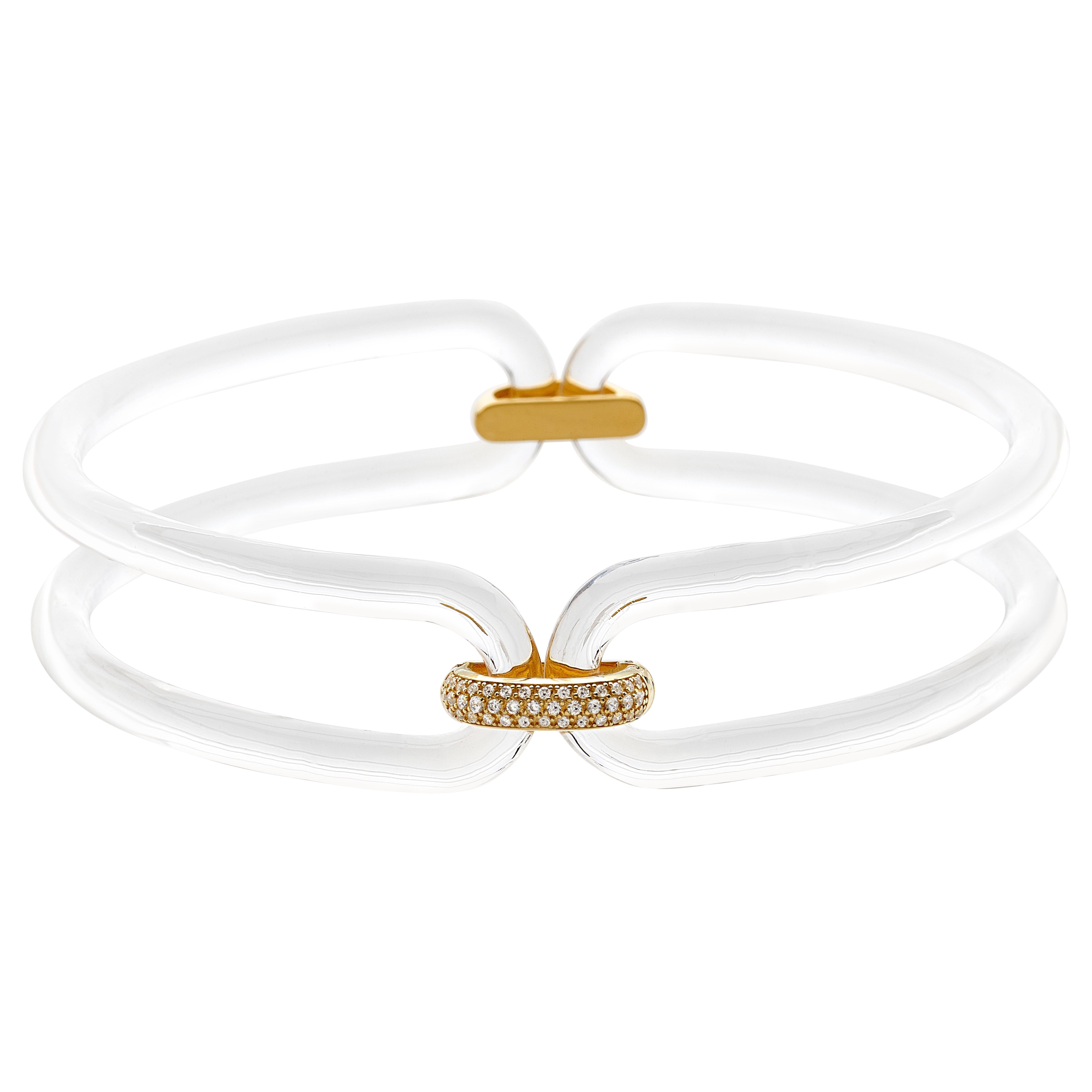 Plexiglass and Gold Silver Two Link Choker - SOUL* Collection For Sale