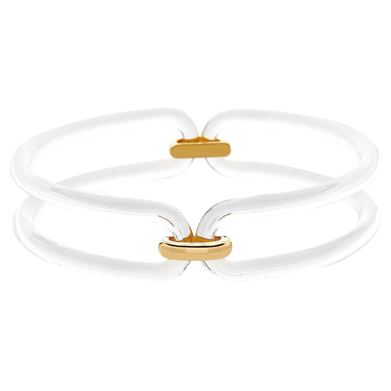 Plexiglass and Gold Silver Two Link Choker - SOUL* Collection For Sale