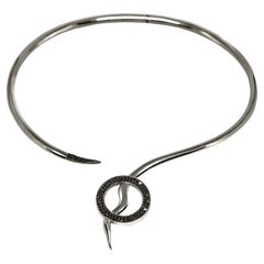 Choker In Sterling Silver With Black Diamonds