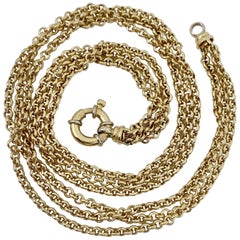 Retro Choker Length Triple Rolo Chain with Bolt Ring Closure in 18 Karat Yellow Gold