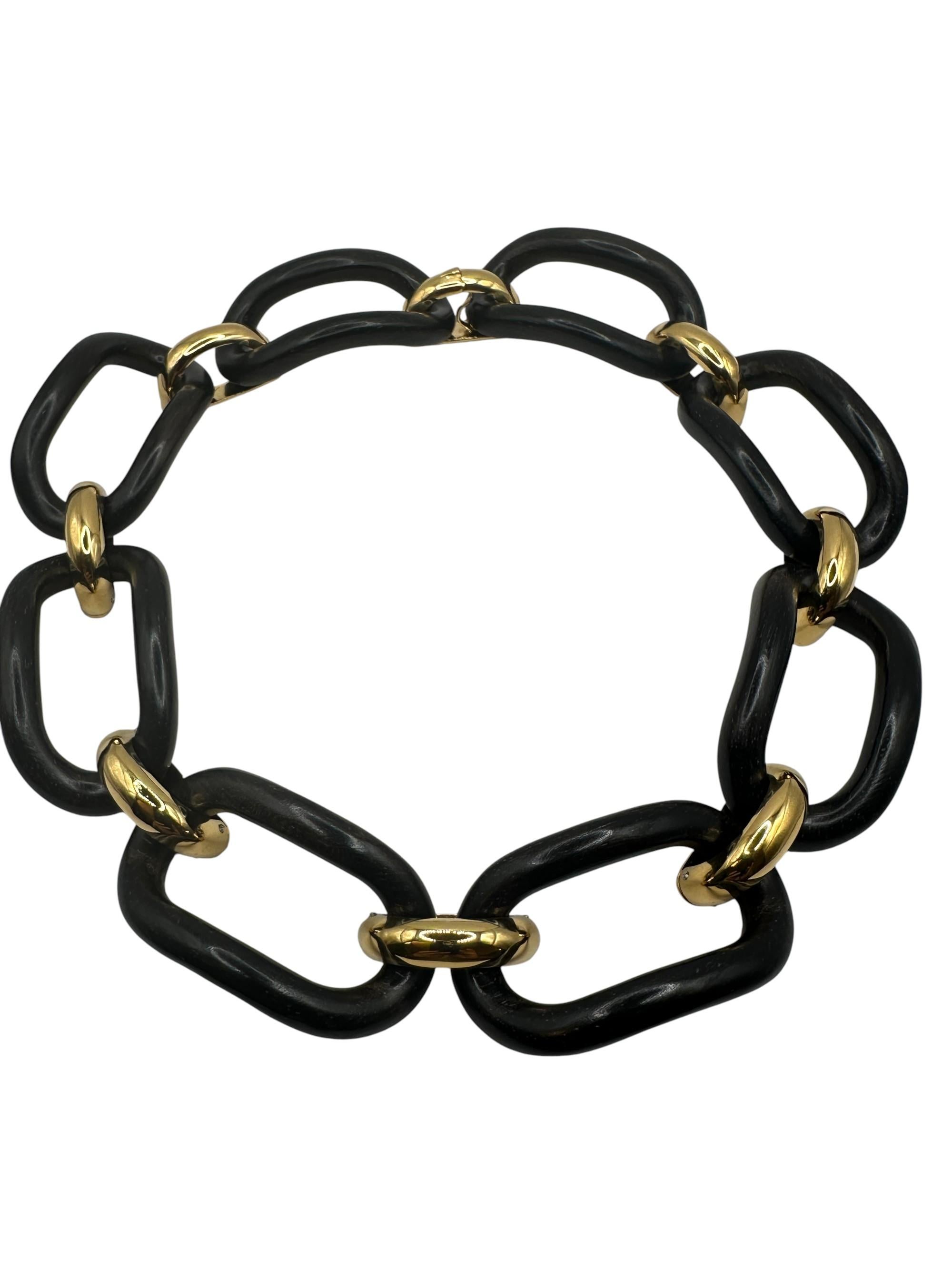 Choker MICHELETTO Ebano e Argento Dorato a Quattro Maglie For Sale 1