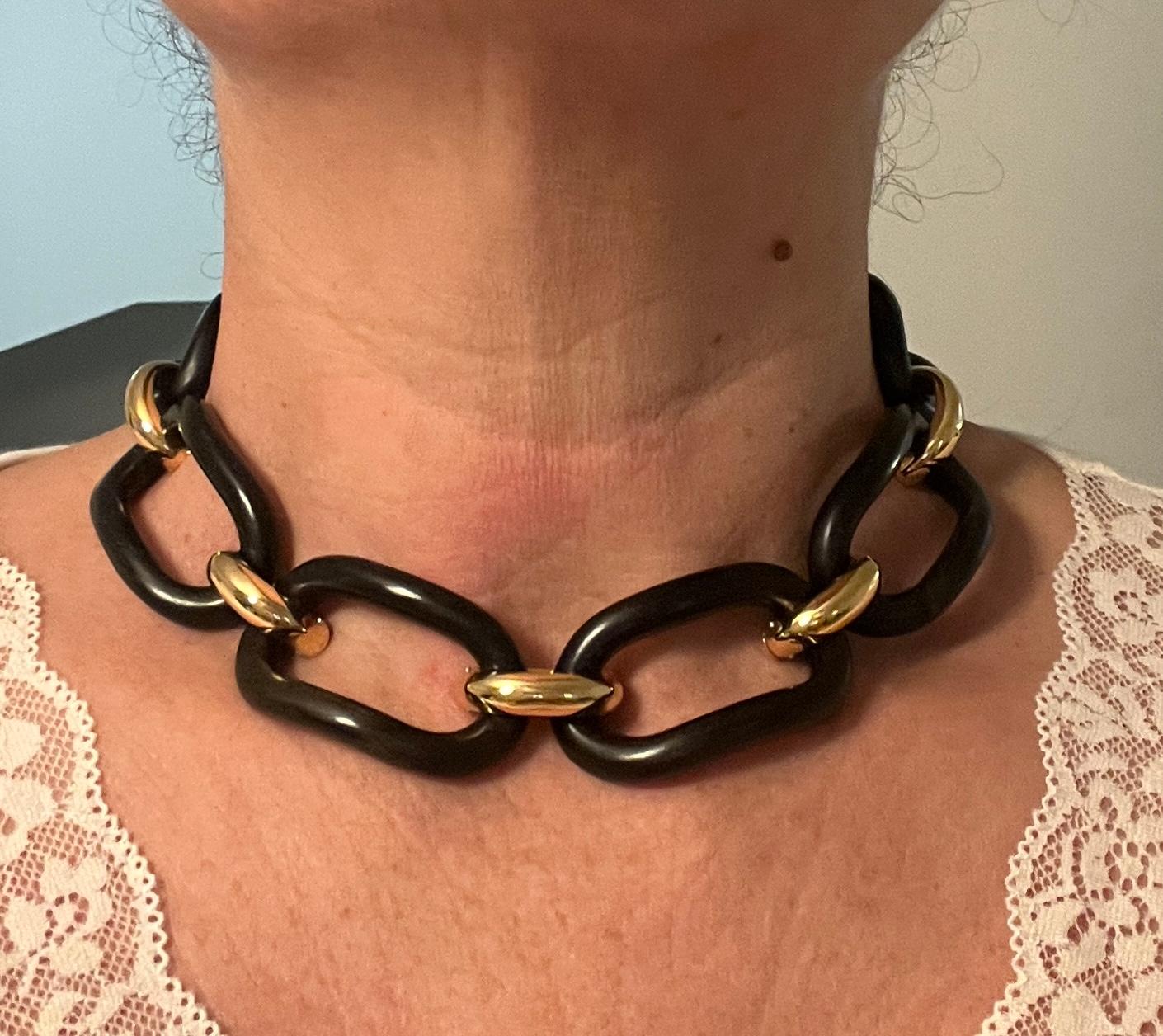 Choker MICHELETTO Ebano e Argento Dorato a Quattro Maglie For Sale 2