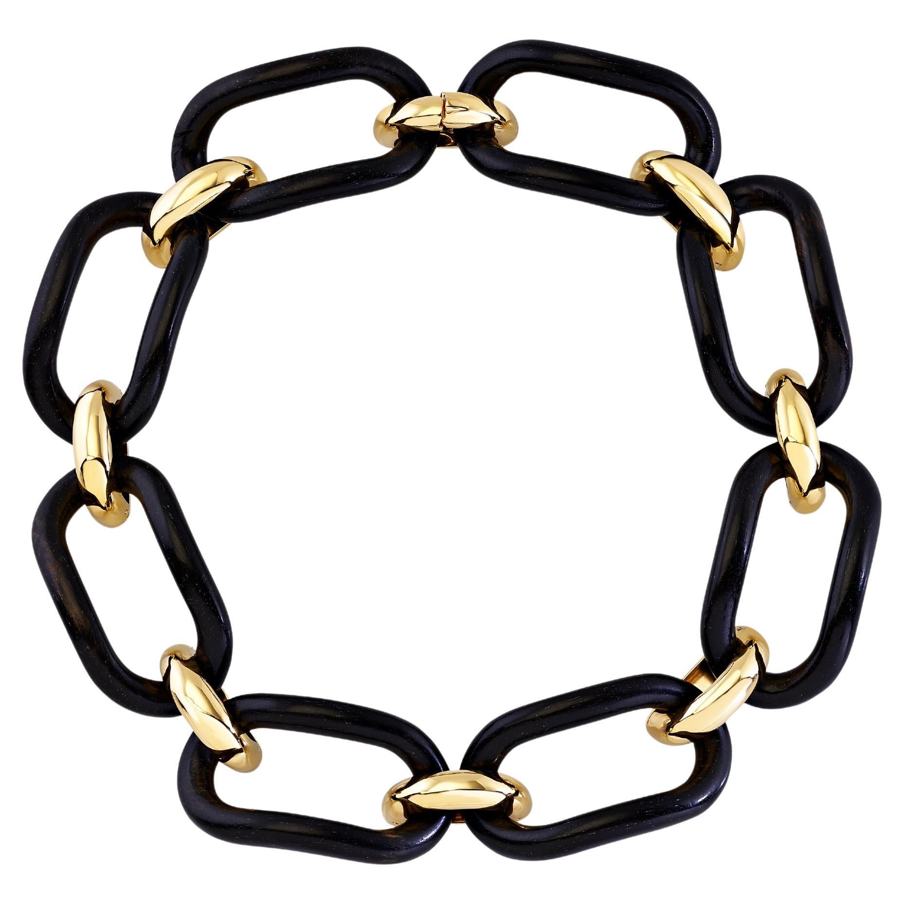 Choker MICHELETTO Ebano e Argento Dorato a Quattro Maglie For Sale