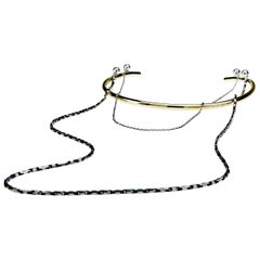 Manchette collier ras du cou manchette en argent et en laiton, chaînes italiennes J Dauphin